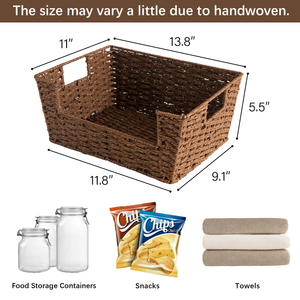 Woven Paper Rope Pantry Baskets for Storage, 2 Pack