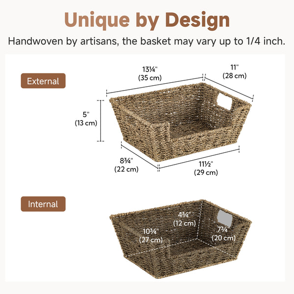 Handwoven Seagrass Pantry Baskets, Set of 2
