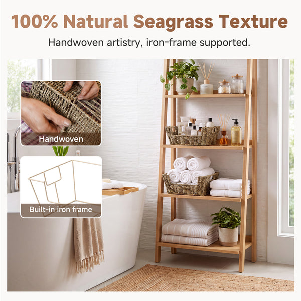 Handwoven Seagrass Pantry Baskets, Set of 2