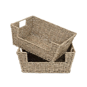 Handwoven Seagrass Pantry Baskets for Storage, 2 Pack
