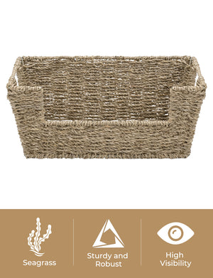 Handwoven Seagrass Pantry Baskets for Storage, 2 Pack