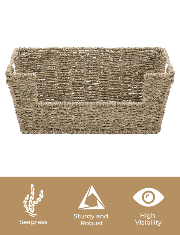 Handwoven Seagrass Pantry Baskets for Storage, 2 Pack