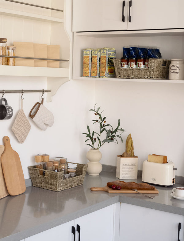 Handwoven Seagrass Pantry Baskets for Storage, 2 Pack