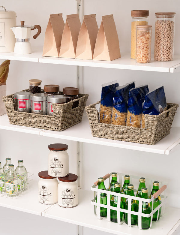Handwoven Seagrass Pantry Baskets for Storage, 2 Pack