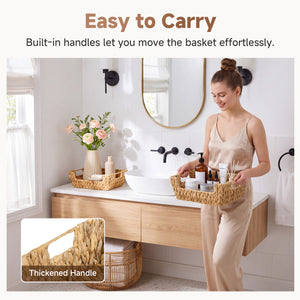 Handwoven Water Hyacinth Pantry Baskets for Storage, 2 Pack