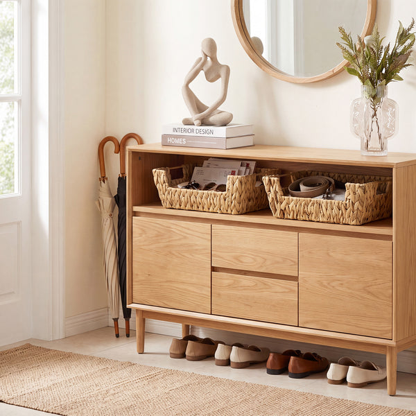 Handwoven Water Hyacinth Pantry Baskets for Storage, 2 Pack