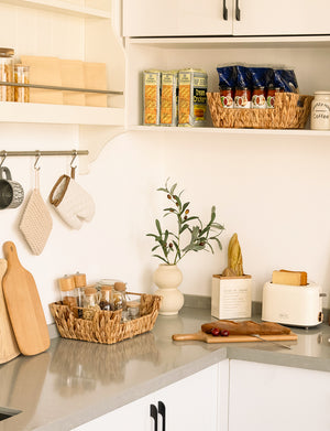 Handwoven Water Hyacinth Pantry Baskets for Storage, 2 Pack