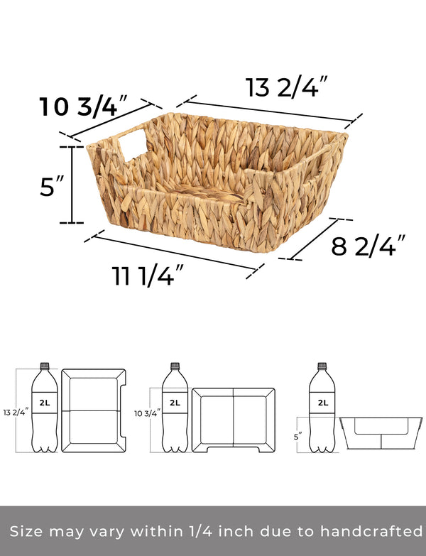 Handwoven Water Hyacinth Pantry Baskets for Storage, 2 Pack