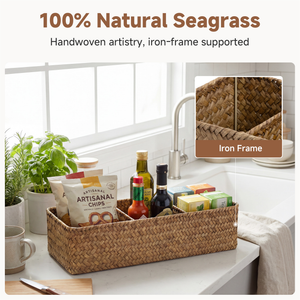 Large Flat Seagrass Toilet Basket Tank Topper, Mega Roll, 2 Pack