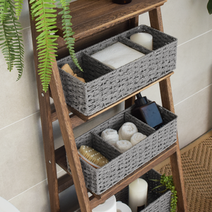 Paper Rope Toilet Basket Tank Topper, 3 Sections, Set of 2