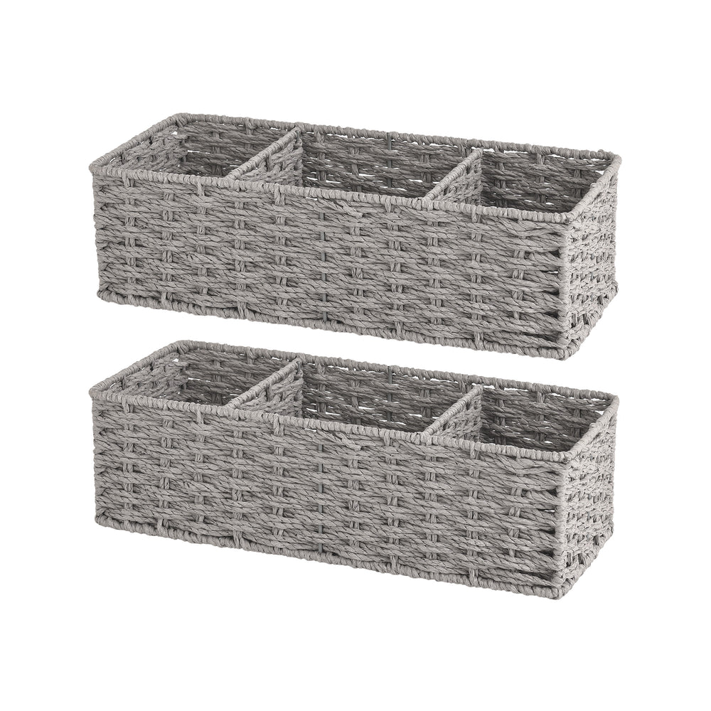 Paper Rope Toilet Basket Tank Topper, 3 Sections, Set of 2