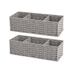 Paper Rope Toilet Basket Tank Topper, 3 Sections, Set of 2