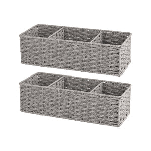 Paper Rope Toilet Basket Tank Topper, 3 Sections, Set of 2