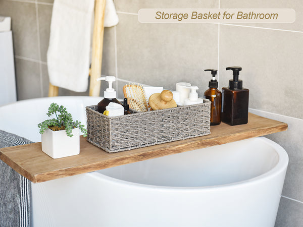 Paper Rope Toilet Basket Tank Topper, 3 Sections, 2-Pack