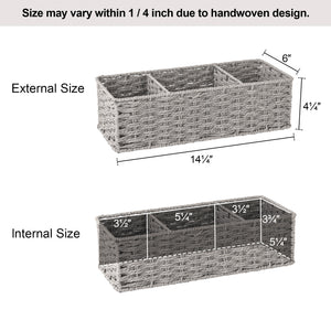Paper Rope Toilet Basket Tank Topper, 3 Sections, 2-Pack