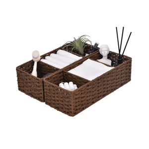 Paper Rope Toilet Basket Tank Topper, 3 Sections, 2-Pack