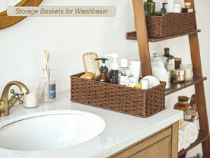 Paper Rope Toilet Basket Tank Topper, 3 Sections, 2-Pack