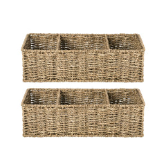 Seagrass Toilet Basket Tank Topper, 3 Sections, 2 Pack