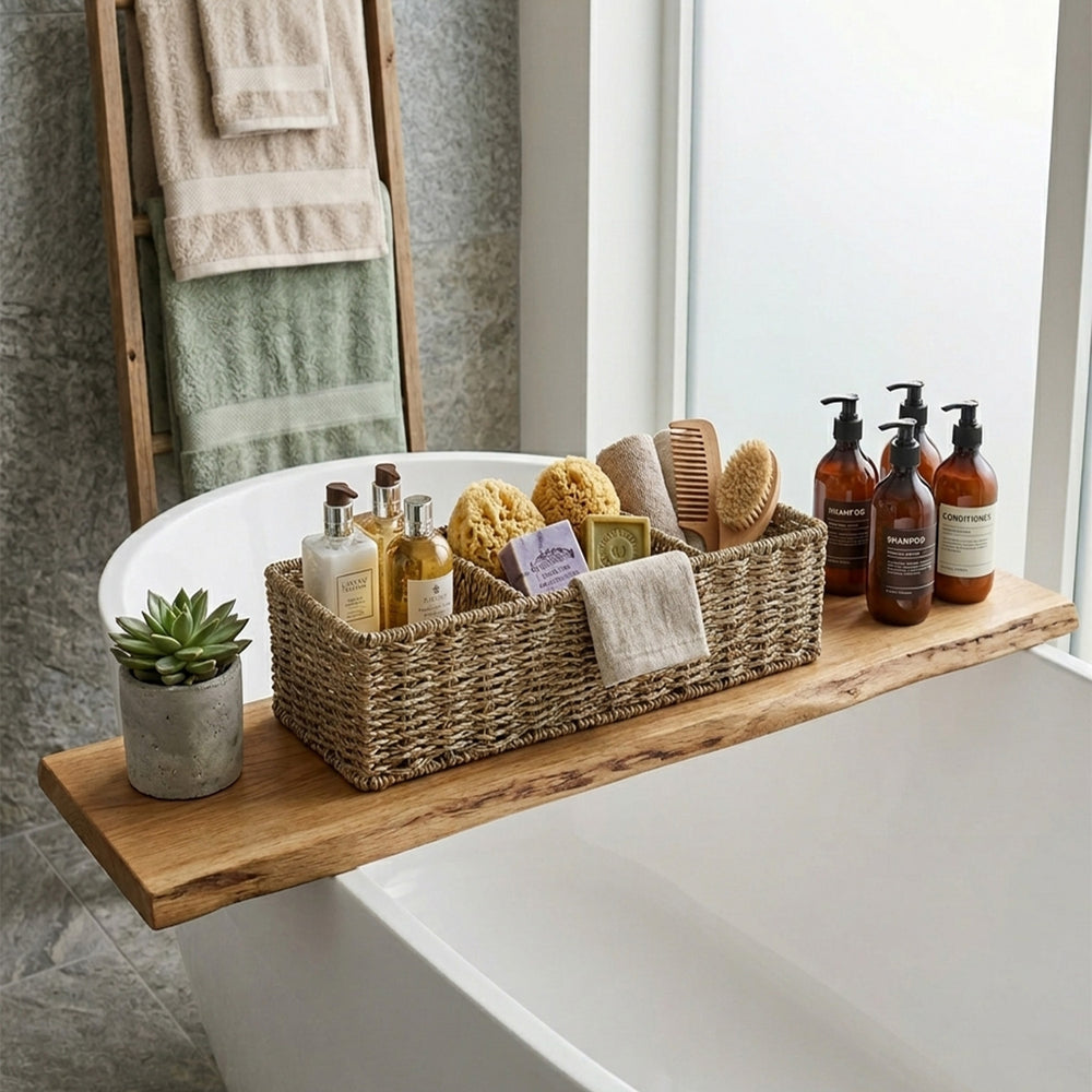 Seagrass Toilet Basket Tank Topper, 3 Sections, 2 Pack