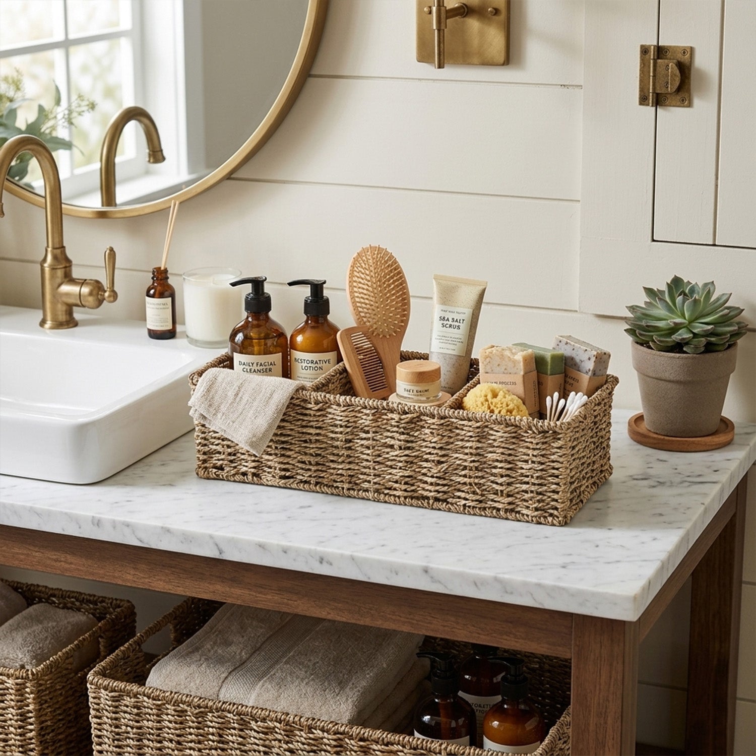 tobacco basket in bathroom Rustic Wall Shelf  The Cottage Store Features a latticed base and wide rattan strips amazon tobacco basket Amazon.com: Creative