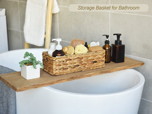 Water Hyacinth Toilet Basket Tank Topper, 3 Sections, 2 Pack