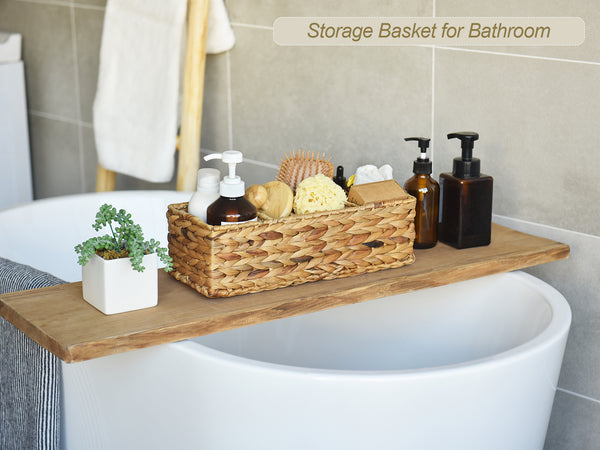 Water Hyacinth Toilet Basket Tank Topper, 3 Sections, 2 Pack