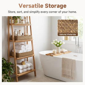 Large Flat Seagrass Tray for Bathroom, Set of 2
