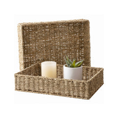 Large Rope Seagrass Tray for Bathroom, Set of 2
