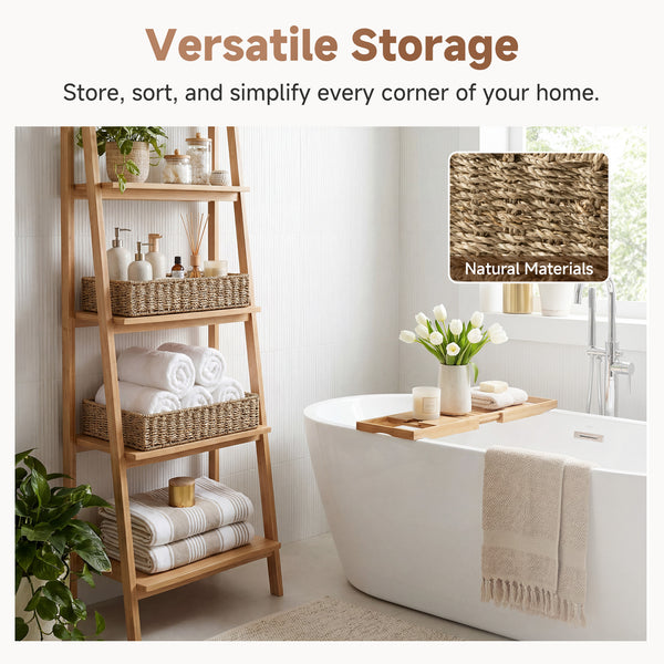 Large Rope Seagrass Tray for Bathroom, Set of 2