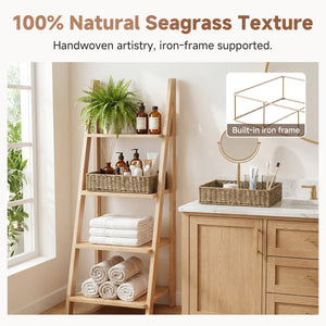 Large Rope Seagrass Tray for Bathroom, Set of 2