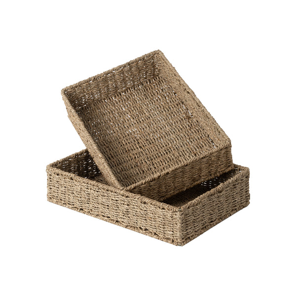 Large Seagrass Tray for Bathroom, 2 Pack