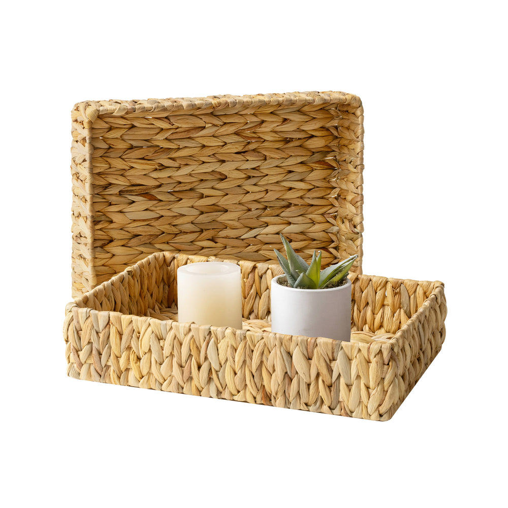 Large Water Hyacinth Tray for Bathroom, Set of 2
