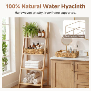 Large Water Hyacinth Tray for Bathroom, Set of 2