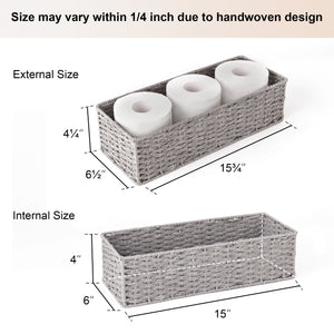 Handwoven Paper Rope Baskets for Organizing, Toilet Paper Basket, 2 Pack