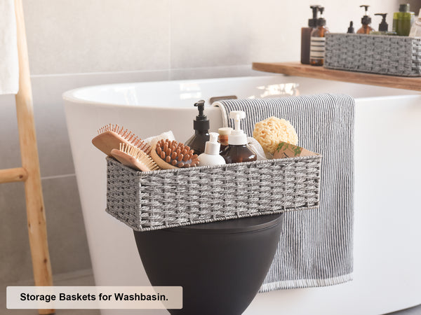 Handwoven Paper Rope Baskets for Organizing, Toilet Paper Basket, 2 Pack