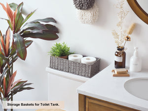 Handwoven Paper Rope Baskets for Organizing, Toilet Paper Basket, 2 Pack