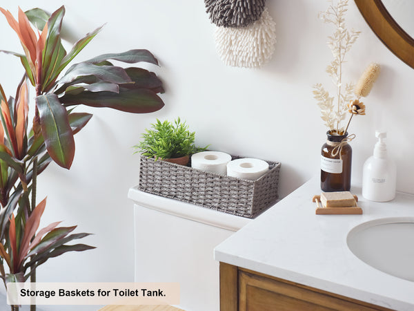 Handwoven Paper Rope Baskets for Organizing, Toilet Paper Basket, 2 Pack