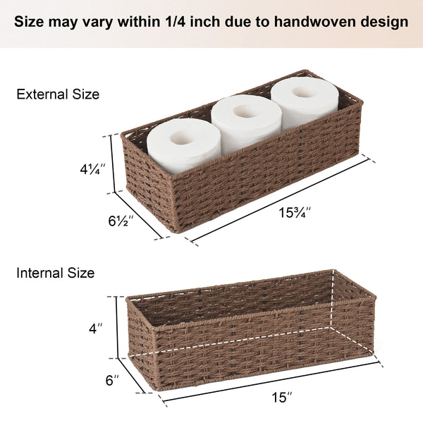 Handwoven Paper Rope Baskets for Organizing, Toilet Paper Basket, 2 Pack