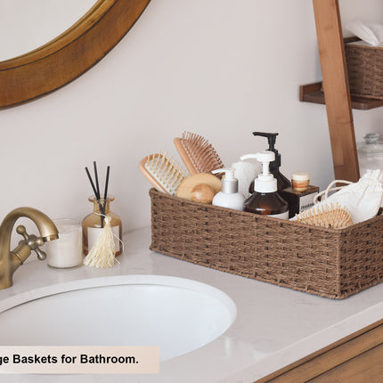 StorageWorks Handwoven Wicker Baskets for Organizing, Toilet Paper Basket, 2 Pack