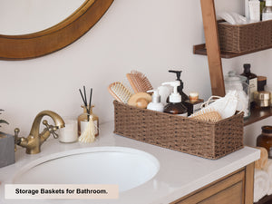 Handwoven Paper Rope Baskets for Organizing, Toilet Paper Basket, 2 Pack