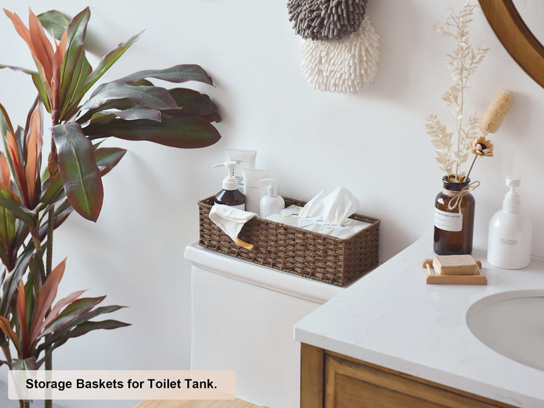 Handwoven Wicker Baskets for Organizing, Toilet Paper Basket, 2 Pack