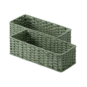 Paper Rope Toilet Paper Basket, Handwoven, Sage Green, rectangular, eco-friendly, iron frame, 2-pack.