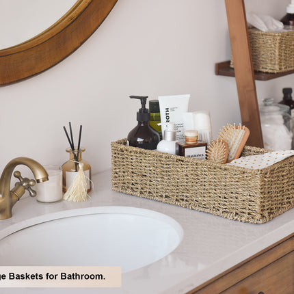 StorageWorks Handwoven Wicker Baskets for Organizing, Toilet Paper Basket, 2 Pack