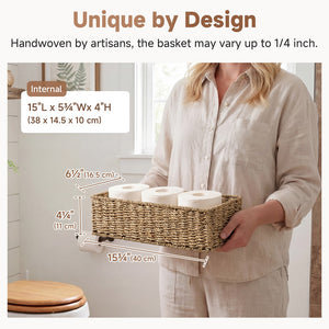Seagrass Toilet Paper Basket, Handwoven, 2-Pack