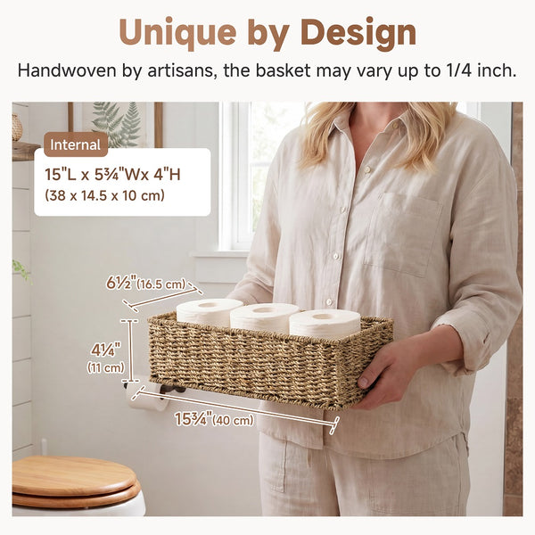 Seagrass Toilet Paper Basket, Handwoven, 2-Pack