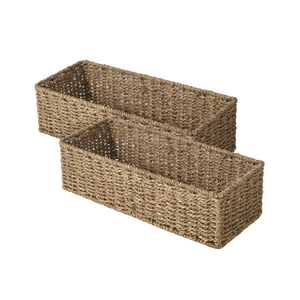 Handwoven Seagrass Baskets for Organizing, Toilet Paper Basket, 2 Pack