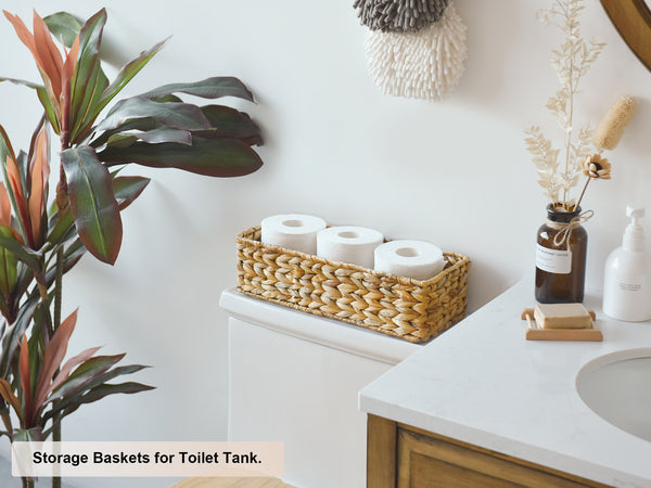 Woven Water Hyacinth Baskets for Organizing, Toilet Paper Basket, 2 Pack