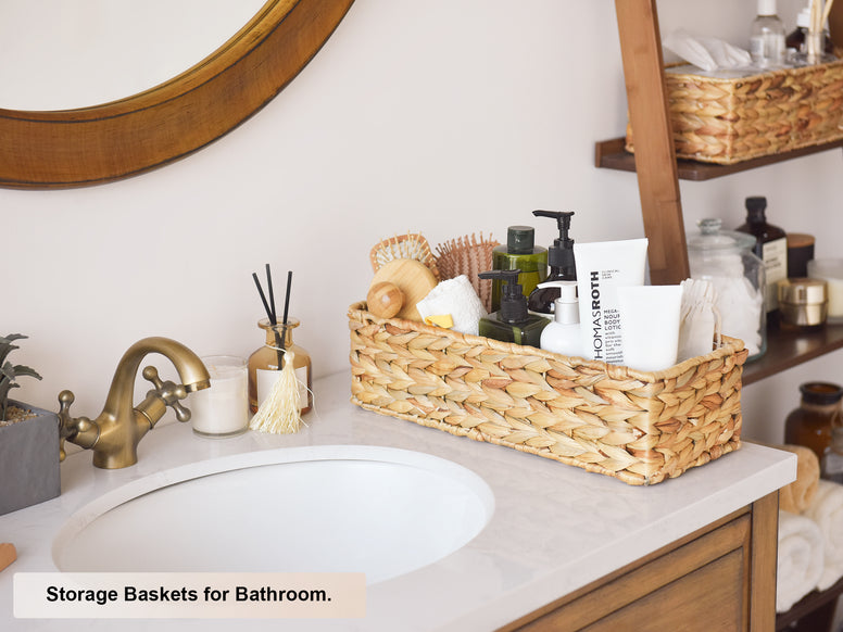 Handwoven Wicker Baskets for Organizing, Toilet Paper Basket, 2 Pack