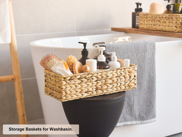 Woven Water Hyacinth Baskets for Organizing, Toilet Paper Basket, 2 Pack