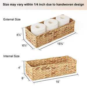 Woven Water Hyacinth Baskets for Organizing, Toilet Paper Basket, 2 Pack
